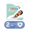 YARA Baby Diaper Size 2 Mini 3-6 Kg, Jumbo Pack (96 Pcs).